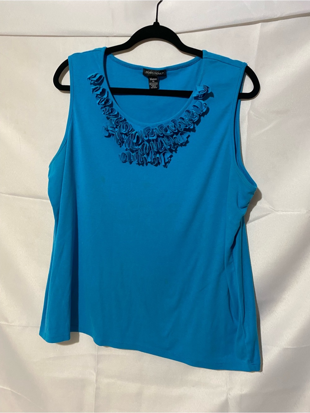 Designers Originals Turquoise Ruffle-Neck Sleeveless Tank